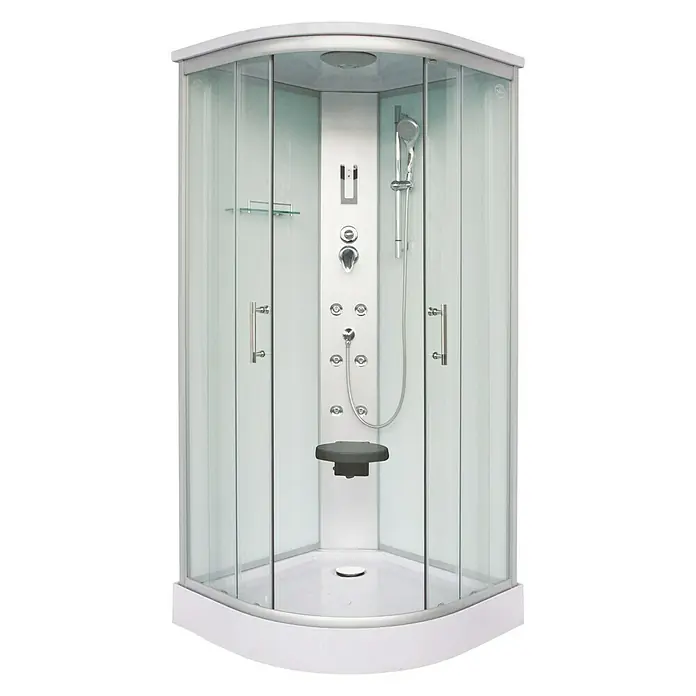 Sanotechnik Quickline Komplettdusche Scala - Eck, 90 x 90 x 215 cm, Weiß