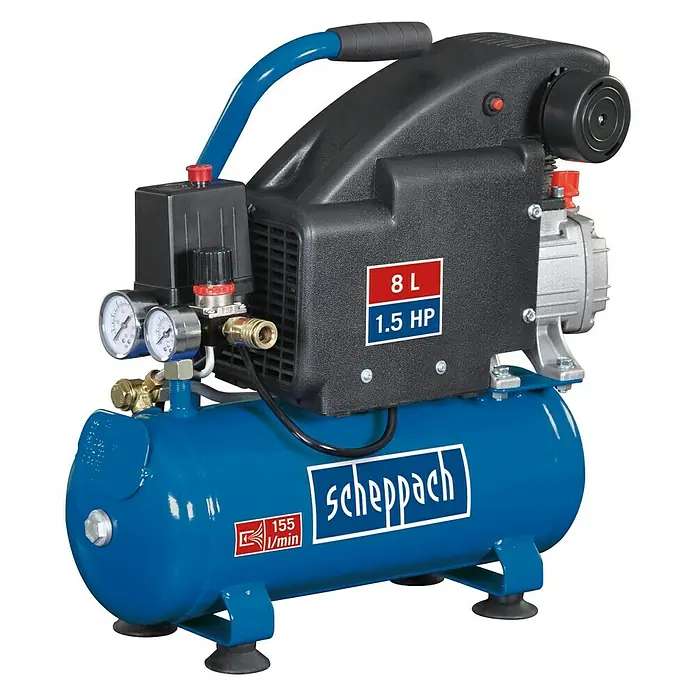 Scheppach Kompressor HC08 - 8 bar, 1,1 kW, Kesselinhalt: 8 l - Vorderansicht