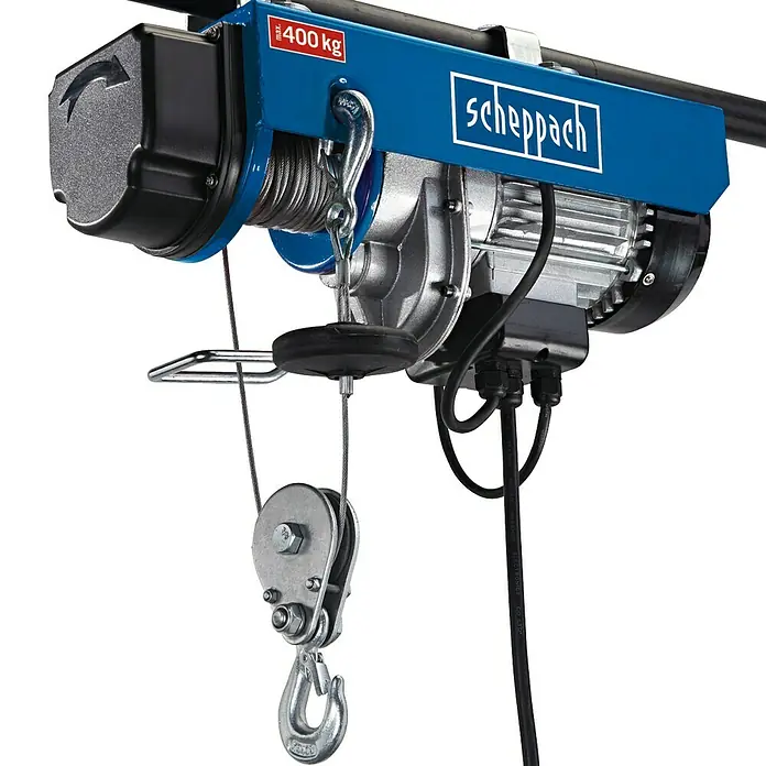 Scheppach Elektro-Seilhebezug HRS400 - Tragkraft: 400 kg mit Umlenkrolle, Leistungsaufnahme: 780 W - Vorderansicht