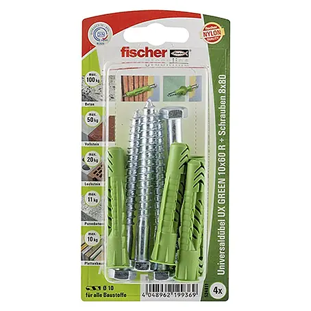 Fischer Greenline Universaldübel-Set UX 10 x 60 R S GREEN K