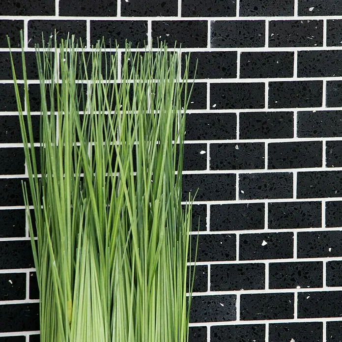 Mosaikfliese Brick Artifical XCM ASMB2 - 30 x 30 cm, Schwarz, Glänzend - Detailaufnahme