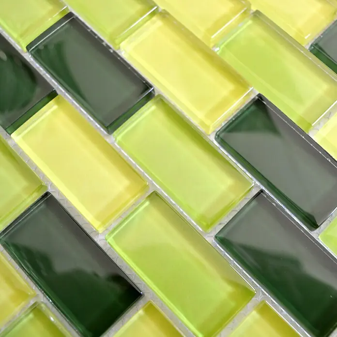 Mosaikfliese Brick Crystal Mix XCM B854 - 32,2 x 31 cm, Grün, Glänzend