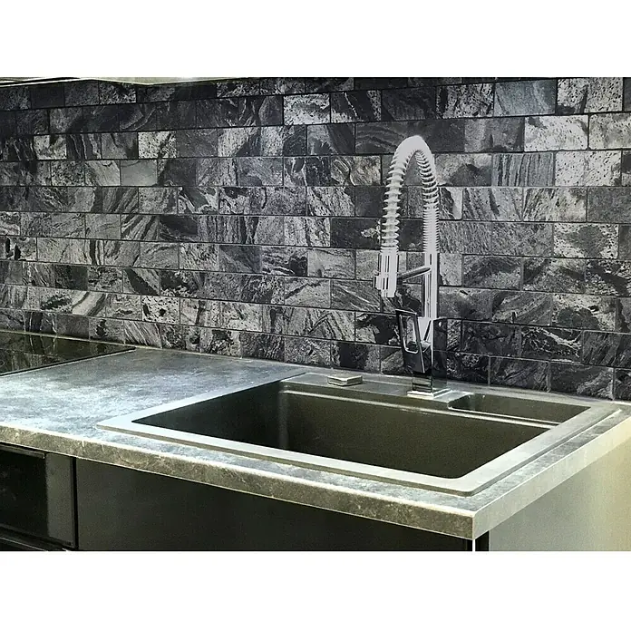 Mosaikfliese Brick XMI 115 - 30,5 x 32,5 cm, Silbergrau, Matt - Detailaufnahme