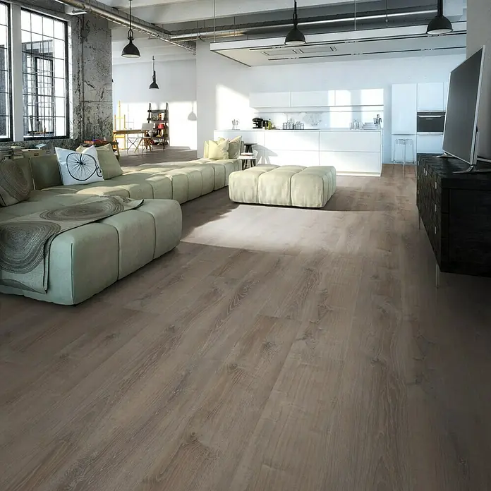 Star Clic Vinylboden More+ Smoky Oak Pewter - 1.210 x 220 x 5 mm, Landhausdiele - Stimmungsaufnahme
