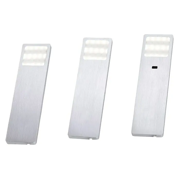 Paul Neuhaus LED-Unterbauleuchten-Set - 6 W, Länge: 190 mm, Warmweiß, Gebürstet, 3 Stk. - Vorderansicht