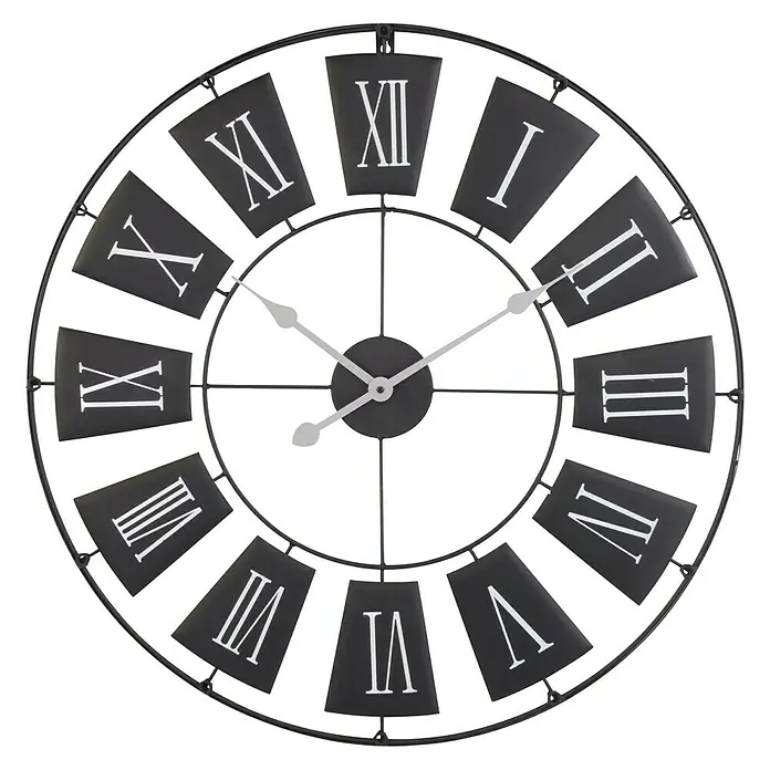 Wanduhr rund - Schwarz, Durchmesser: 70 cm