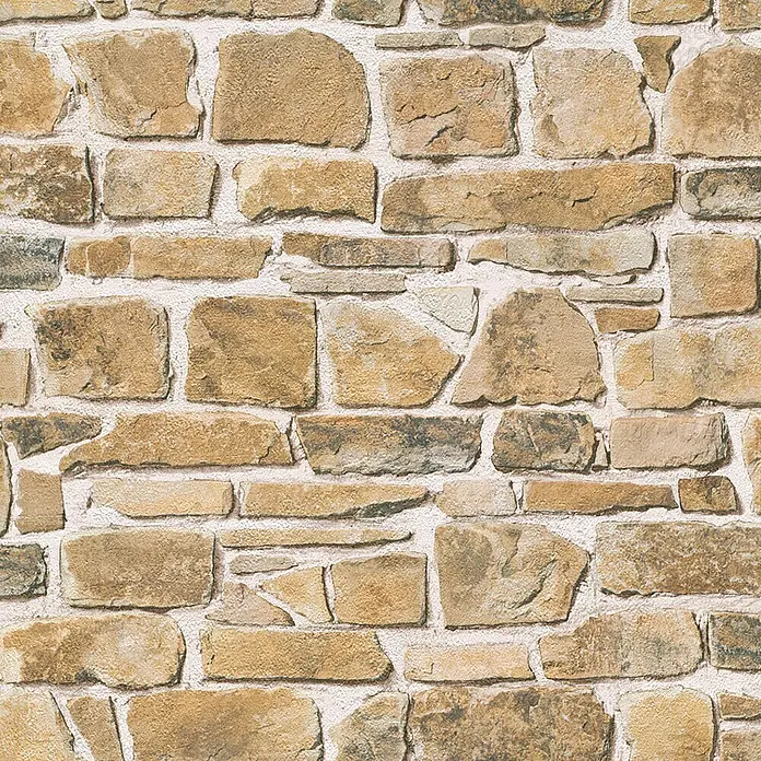 Rasch Papiertapete - Beige/Creme, Steinoptik, 10,05 x 0,53 m - Vorderansicht