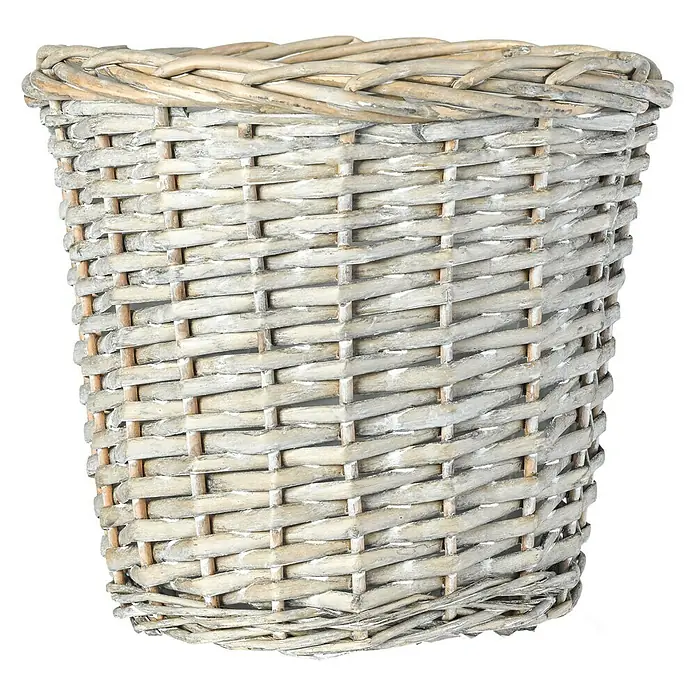 Rattan košara - Vanjska dimenzija (ø x V): 25 x 22 cm, Sive boje