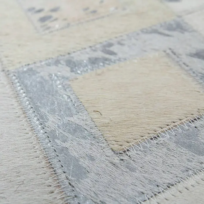 Kayoom Echtlederteppich Dazzle 100 - Grau, Silber, L x B: 230 x 160 cm, 100 % Leder - Detailaufnahme