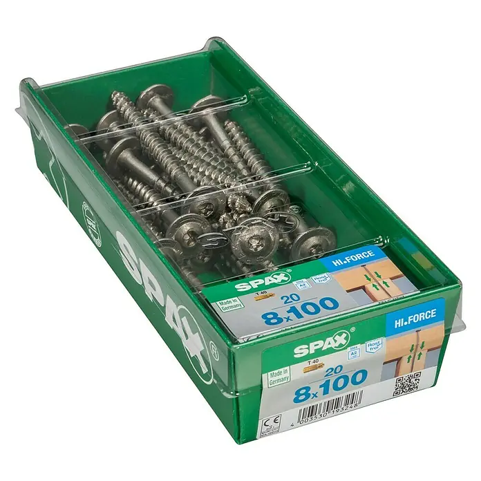 Spax Tellerkopfschraube HI FORCE - Ø x L: 8 x 100 mm, Edelstahl, T-Star plus, 20 Stk. - Linke Seitenansicht