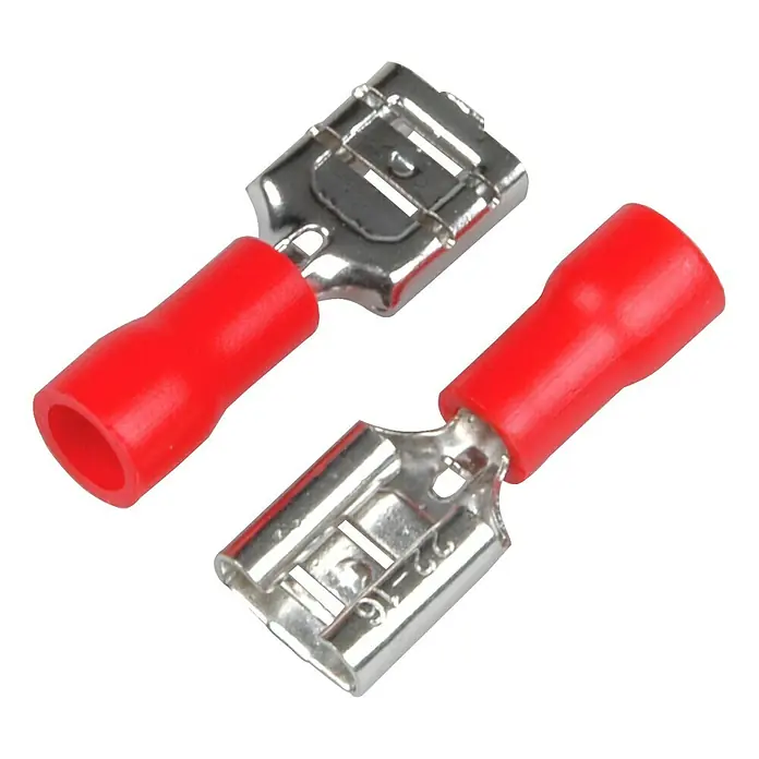 UniTEC Flachsteckhülsen - 6,3 mm, 20 Stk., Querschnitt: 0,25 - 1,5 mm², Rot - Vorderansicht