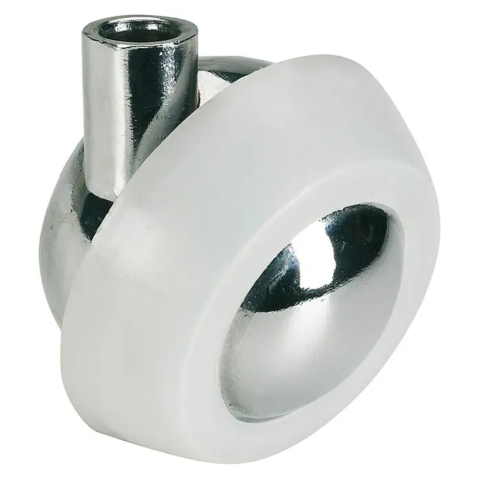 Stabilit Kugel-Lenkrolle - Durchmesser Rollen: 60 mm, Traglast: 50 kg, Verchromt, Durchmesser Rückenloch: 8 mm - Ansicht von oben