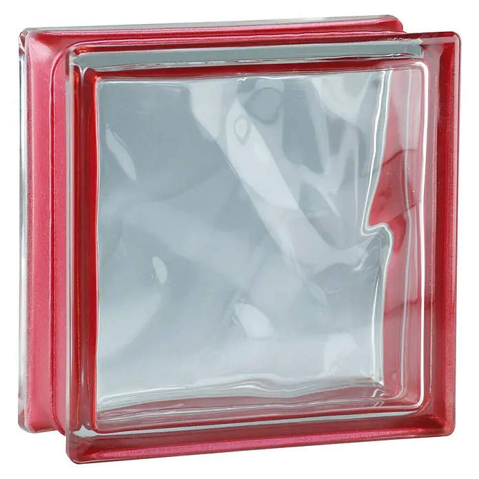 Fuchs Design Bloque de vidrio Reflex - Rubí, Nube, 19 x 19 x 8 cm - Vista de perfil izquierdo