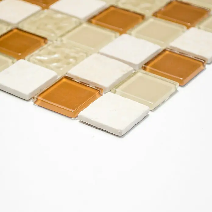 Mosaikfliese Crystal Mix CM M432 - 32,7 x 30,2 cm, Beige - Vorderansicht