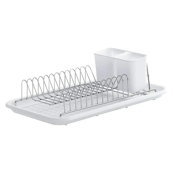 Zeller Present Escurreplatos - L x An x Al: 44 x 24 x 13 cm, Blanco/Acero inoxidable