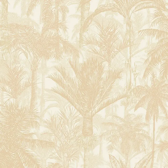 Papel pintado Palmeras - Beige/Amarillo, 10,05 x 0,53 m