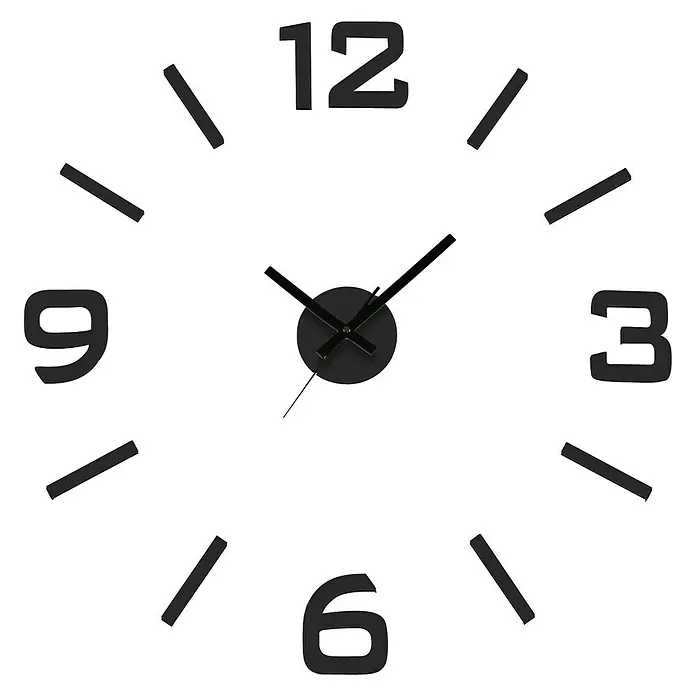 Reloj de pared redondo Pegatina - Negro, Diámetro: 70 cm