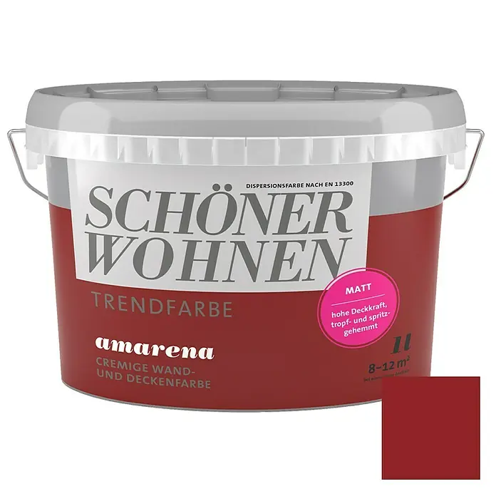 SCHÖNER WOHNEN-Farbe Wandfarbe Trendfarbe - Amarena, 1 l, Matt, Konservierungsmittelfrei