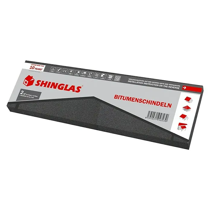 Rechthoekige dakshingles - Zwart, 14 st., Bitumen, 2 m² - Vooraanzicht