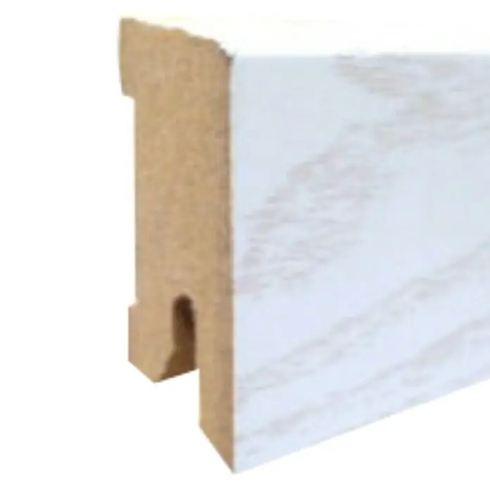 Amco Sockelleiste Clip-Technik - Esche Weiß, L x B x H: 2,4 m x 14 mm x 45 mm, Foliert
