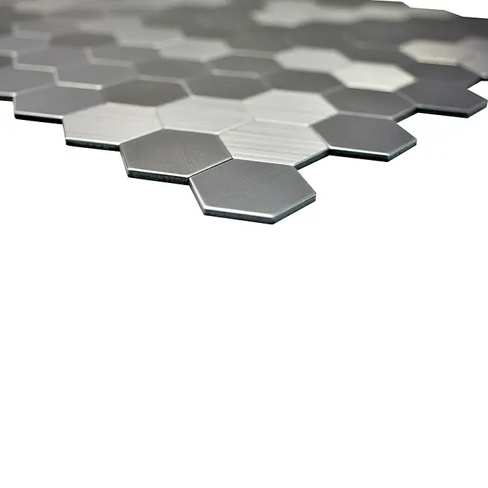 Samoljepljiva mozaik pločica Hexagon SAM 4MMHX - 28 x 29 cm, Metal, Srebrne boje - Pogled sprijeda