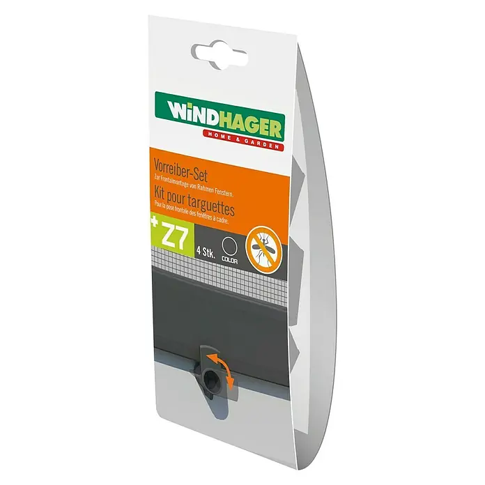 Windhager Befestigungs-Set Vorreiber - Kunststoff, Passend für: Windhager Spannrahmen-Fenster Plus/Expert, Anthrazit