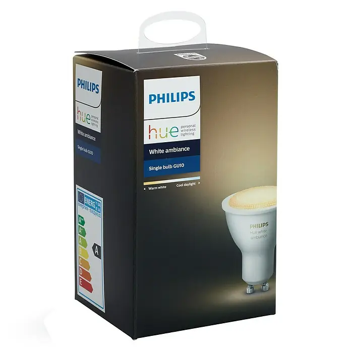 Philips Hue Bombilla LED - 5,5 W, GU10, Temperatura de color ajustable, 1 ud. - Vista de perfil izquierdo