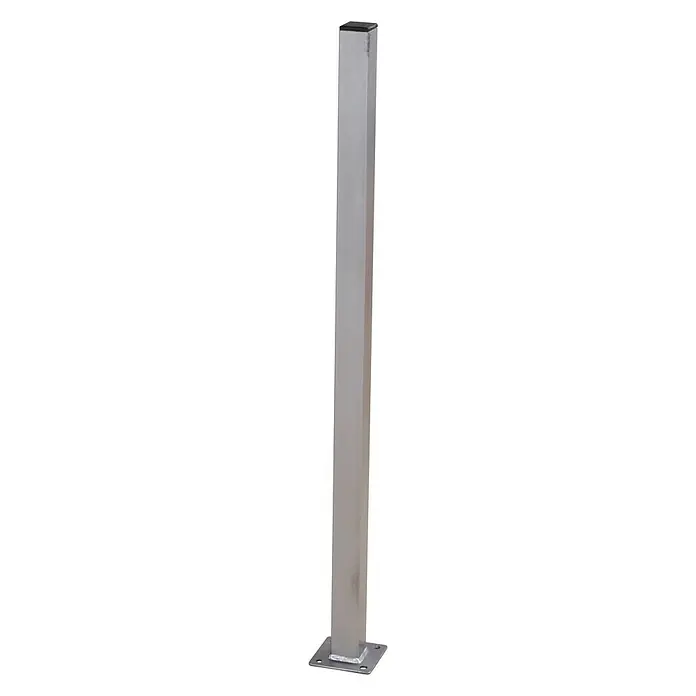 Plus Zaunpfosten - 4,5 x 4,5 x 132 cm, Stahl, Silber - Vorderansicht
