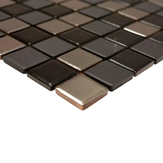 Mosaikfliese Quadrat TRS BLS - 32,6 x 30 cm, Schwarz/Silber, Matt - Detailaufnahme