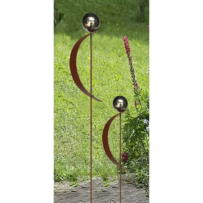 Gartendeko Kugel mit Bogen - Höhe: 125 cm, Durchmesser: 7 cm, Edelstahl