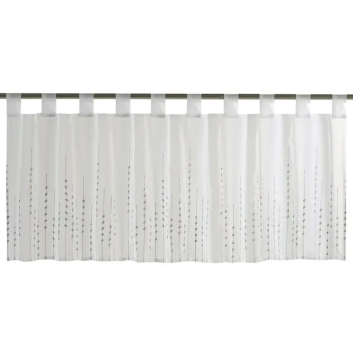 Elbersdrucke Bistrogardine Helio - 140 x 48 cm, 100 % Polyester, Bestickt, Weiß/Grau - Vorderansicht