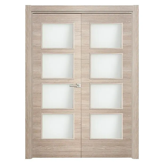 Puerta de doble hoja Roble Gris - 145 x 203 cm, Izquierda, Roble Gris, Macizo