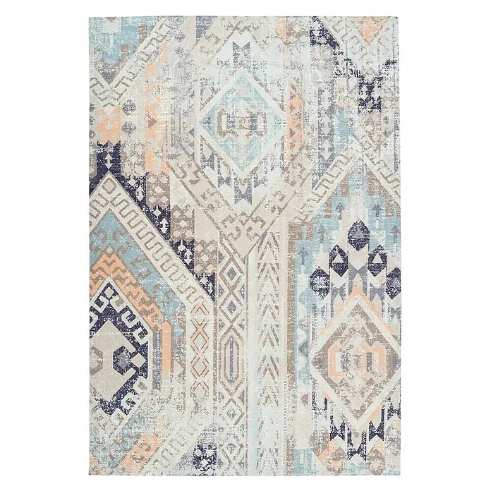 Kayoom Kurzflorteppich Indiana - Multi/Blau, 170 x 120 cm, 100 % Baumwolle - Ansicht von oben