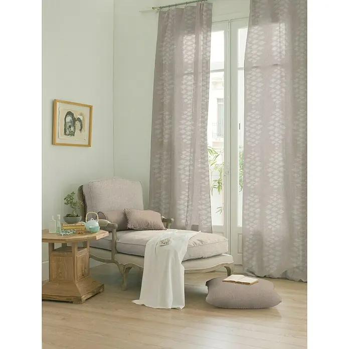 Visillo para ventana Mica - 140 x 250 cm, 100% poliéster, Beige