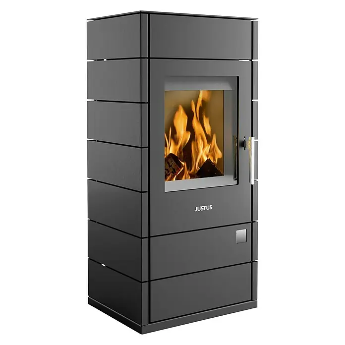 Justus Kaminofen Tova - 6 kW, Raumheizvermögen: 124 m³, Verkleidung: Stahl, Anthrazit