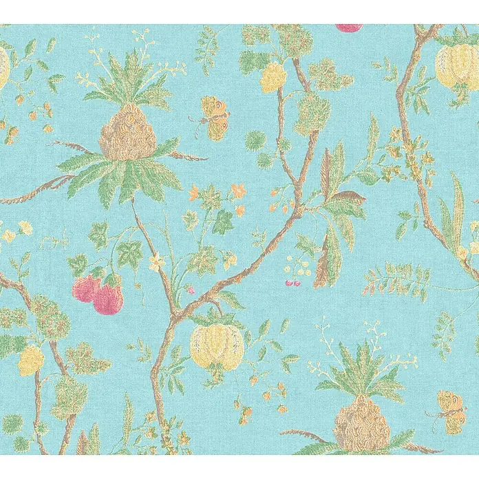 AS Creation Paradise Garden Vliestapete Früchteranke - Blau, Floral, 10,05 x 0,53 m - Detailaufnahme