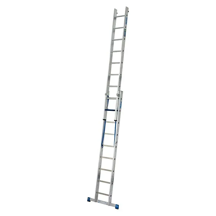 Krause Stabilo Sprossen-Mehrzweckleiter +S - Arbeitshöhe: 5,15 m, Anzahl Tritte: 2 x 9 Sprossen, Aluminium - Linke Seitenansicht