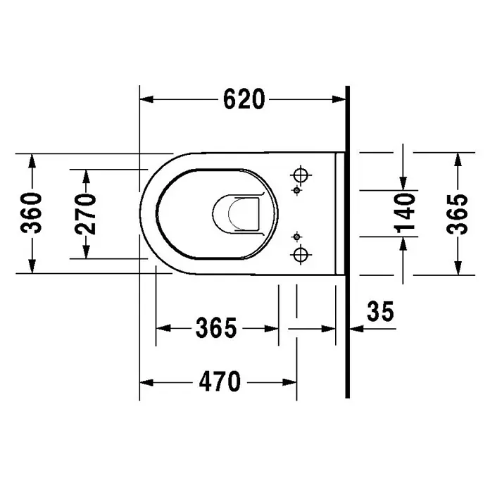 Duravit Starck 3 Wand-WC Typ 2 - Mit Spülrand, Mit antibakterieller Glasur, Spülform: Tief, WC Abgang: Waagerecht, Weiß