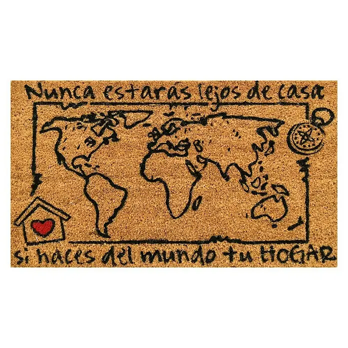 Felpudo de coco Mi mundo 2 - 70 x 40 cm, Estándar, Fibra de coco natural y PVC