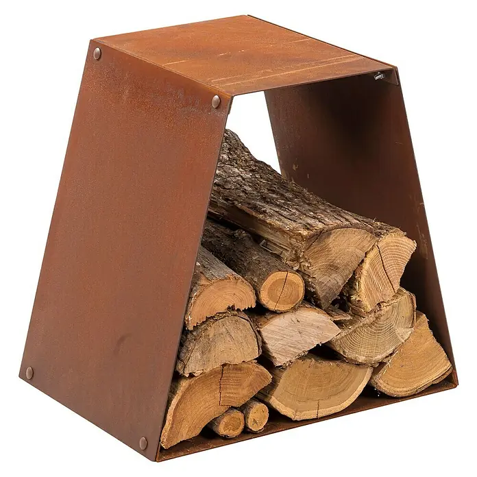 Buschbeck Kaminholzregal Typ 4 - 36 x 48,5 x 47 cm, Cortenstahl, Edelrost