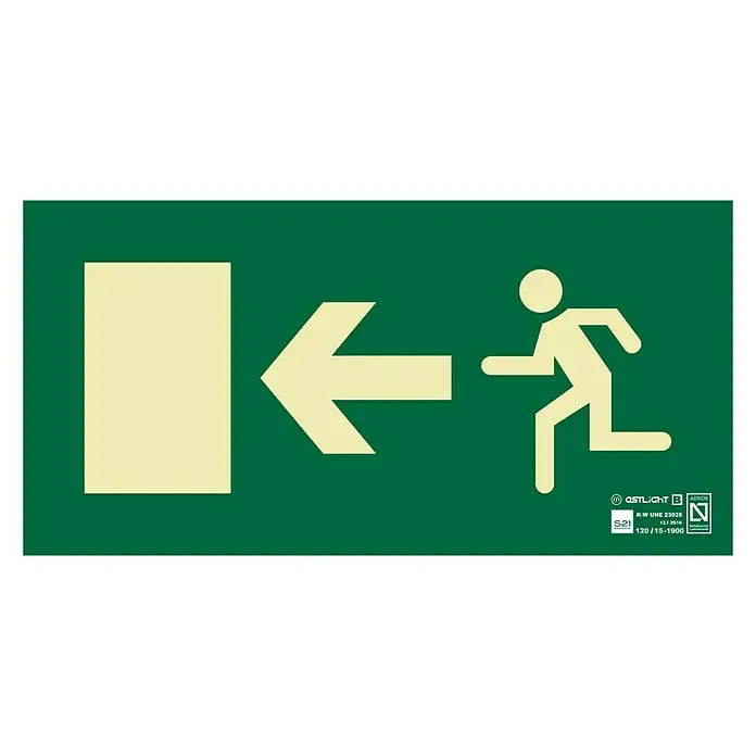 Cartel - Verde/Amarillo, Salida de emergencia izquierda