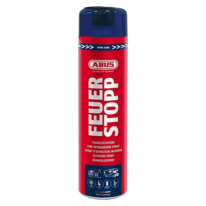 Abus Feuerlöschspray AFS625 - Geeignet für: Bekämpfung von Entstehungsbränden, 625 ml - Vorderansicht