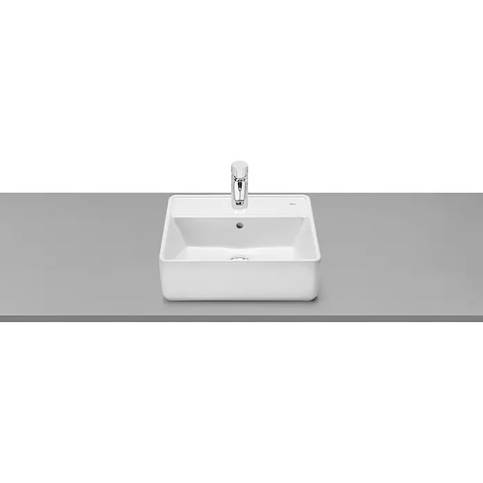 Roca Lavabo con repisa Domus - 42 x 39 cm, Orificios para grifo: Medio, Con desbordamiento, Blanco