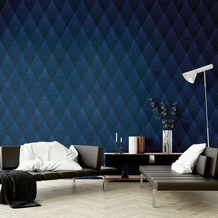 AS Creation New Walls Vliestapete Rhombus - Blau, Grafisch, 10,05 x 0,53 m - Stimmungsaufnahme