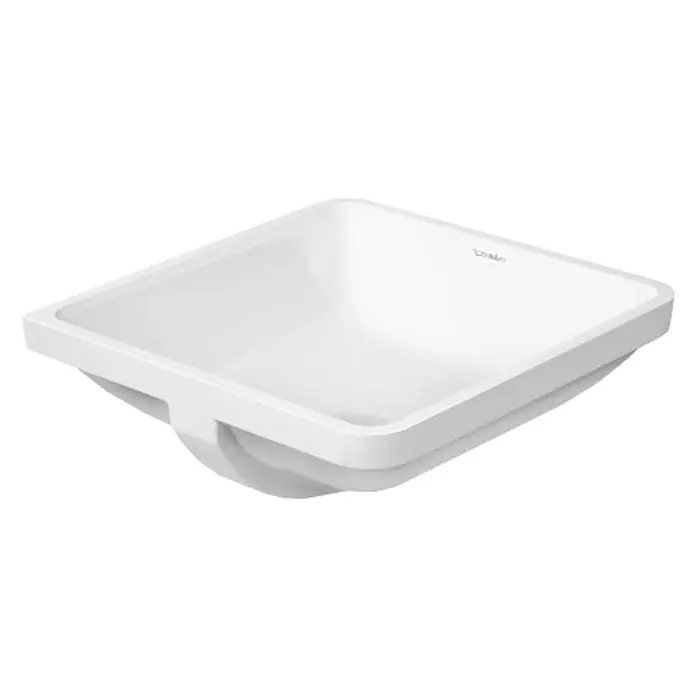 Duravit Starck 3 Unterbauwaschbecken - 43 x 43 cm, Mit schmutzabweisender Glasur, Hahnloch: Ohne, Mit Überlauf, Weiß - Vorderansicht