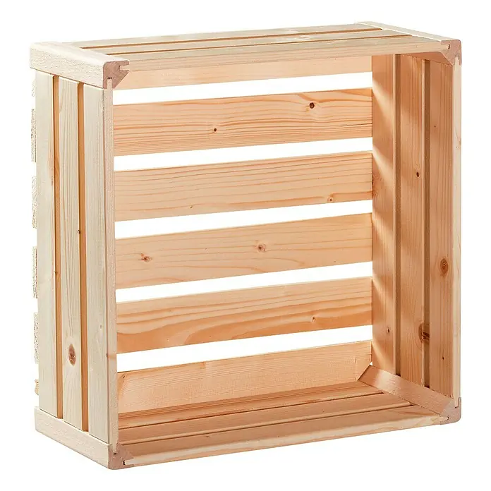 HolzZollhaus Holzkiste B 1/2 - 35 x 35 x 16 cm, Gehobelt, Natur - Vorderansicht