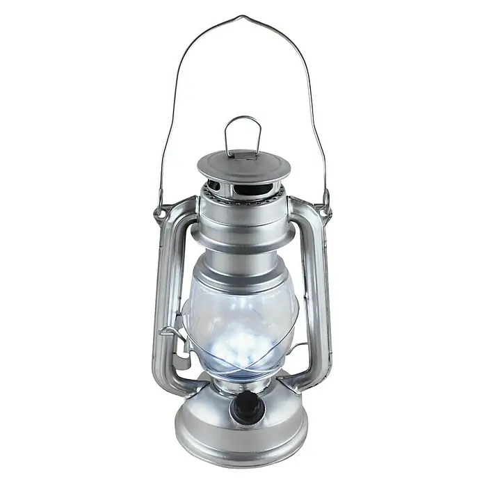 Farolillo LED linterna Silver - 12 x 15 x 24 cm, Interruptor de Encendido / Apagado, Plateado