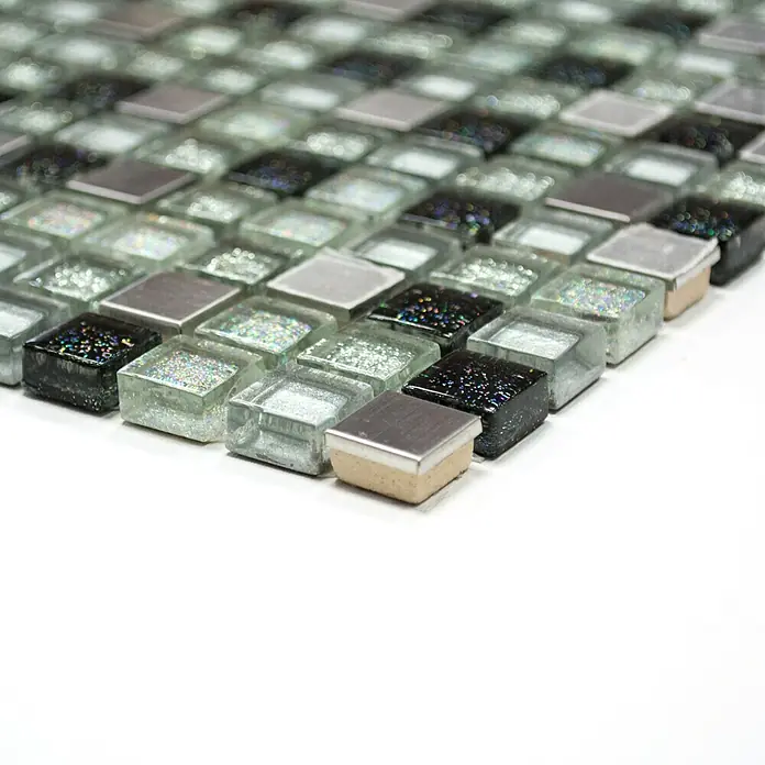 Mosaikfliese Crystal Mix XCE 88 - 30,5 x 32,2 cm, Silber, Glänzend - Vorderansicht