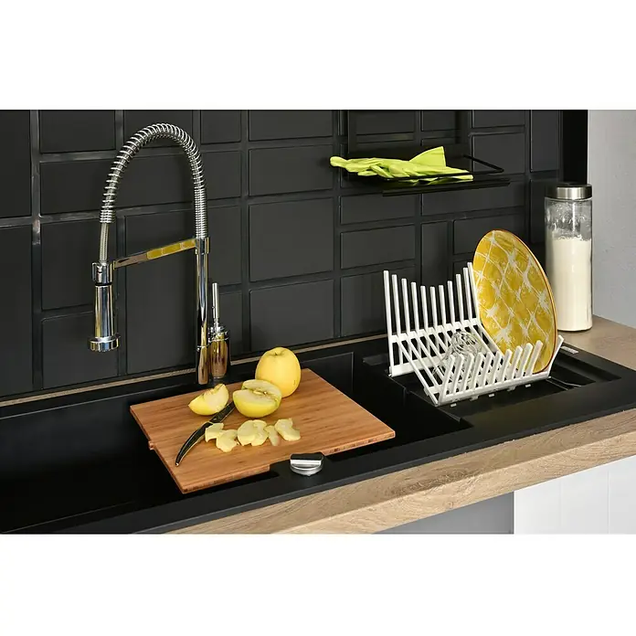 Carea Einbauspüle Katla - 118 x 50 cm, 2 Becken, CAREAlith®, Schwarz - Stimmungsaufnahme