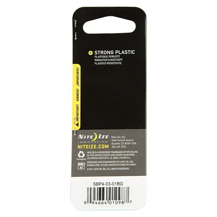 Nite Ize Doppelkarabiner - 89 x 38 mm, Kunststoff, Schwarz, Zugfestigkeit: 33 kg - Rückansicht
